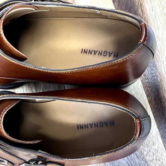 MAGNANNI PALMER Loafers Mens 9.5 M Brown Double Monk Strap Leather Made In Spain - Picture 5 of 12